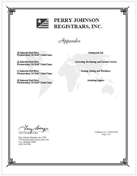 ISO 9001:2015 certificate page 2